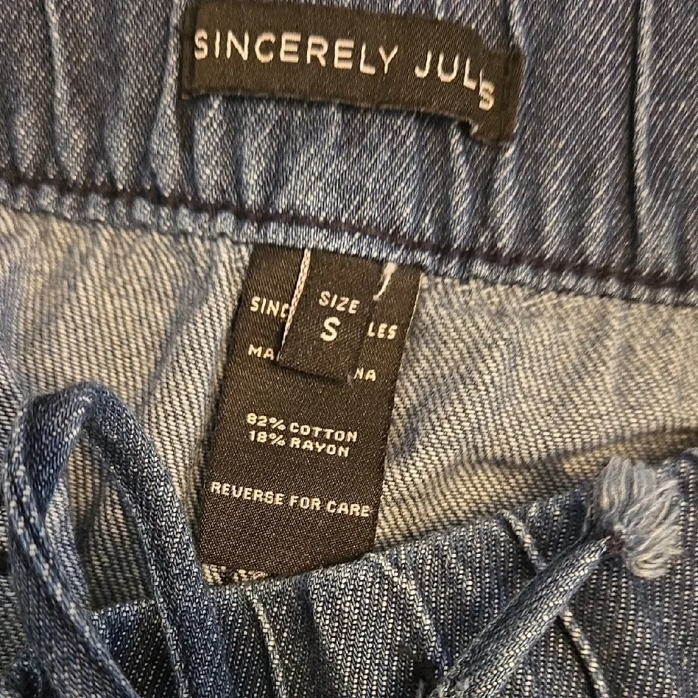 Sincerely Jules Blue Denim Long Shorts Raw Hem NWT